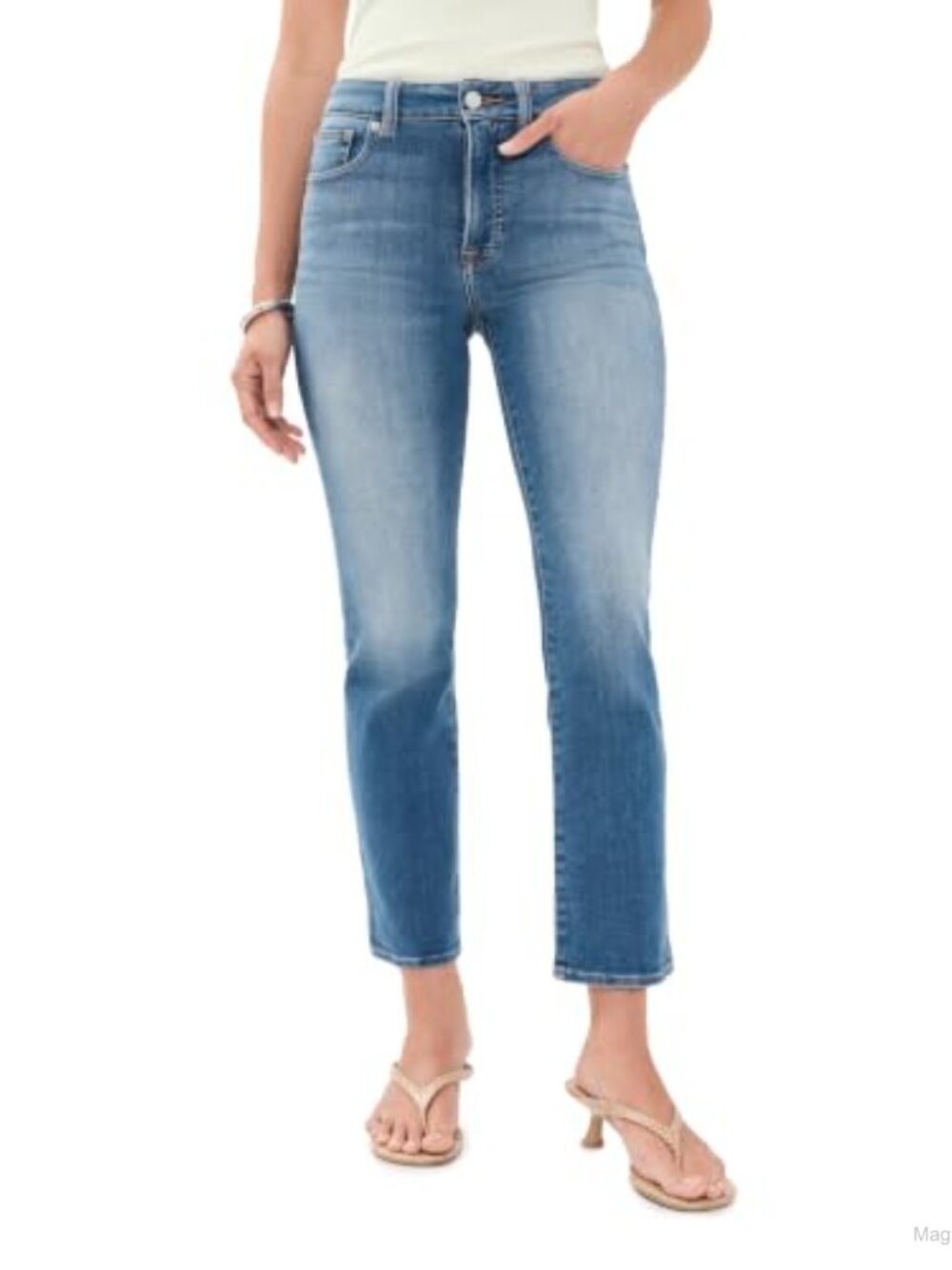 Women's Good Straight Raw Hem Jeans Mid Rise Low Stretch Denim